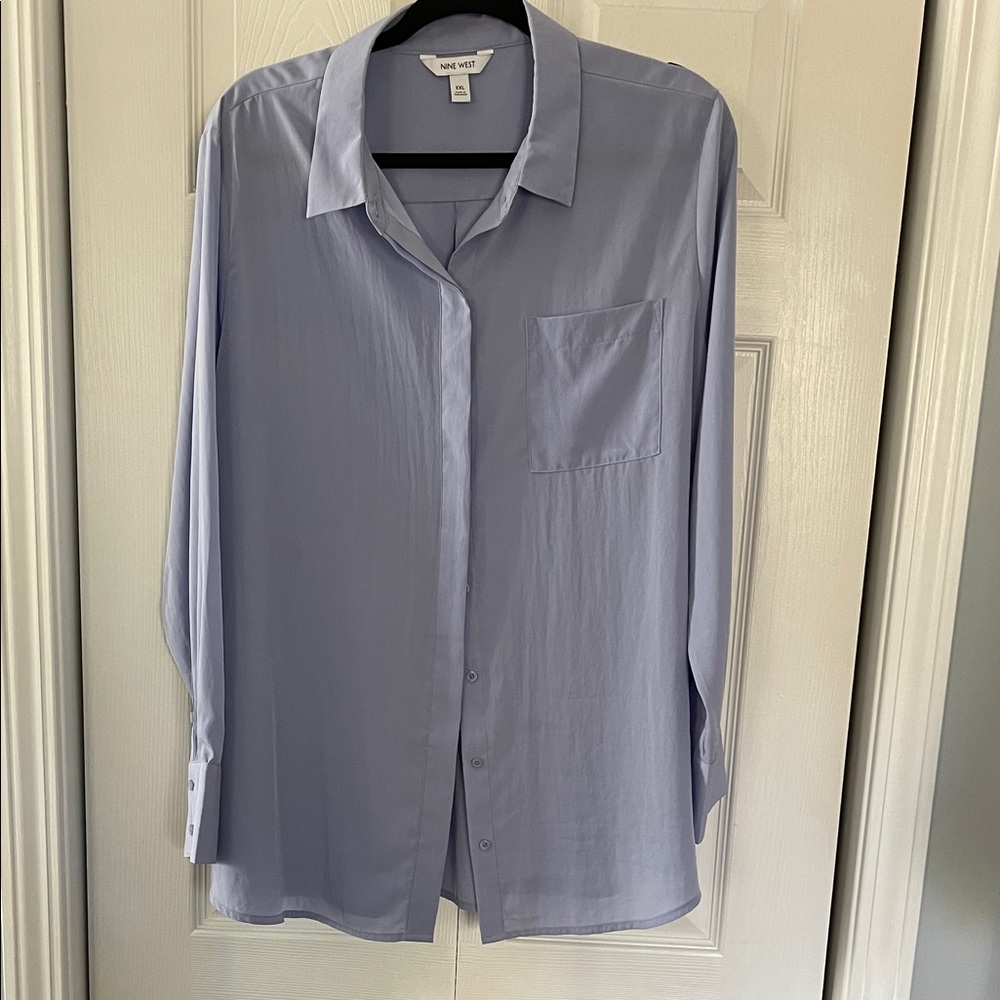 Nine West Soft Blue Collared Shirt